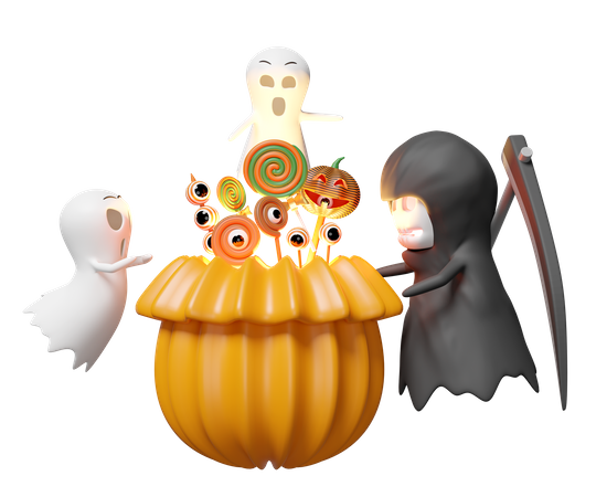 Fantasma comemorando festa de halloween  3D Illustration