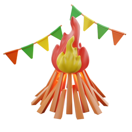 Festa Junina Bonfire With Pennants  3D Icon