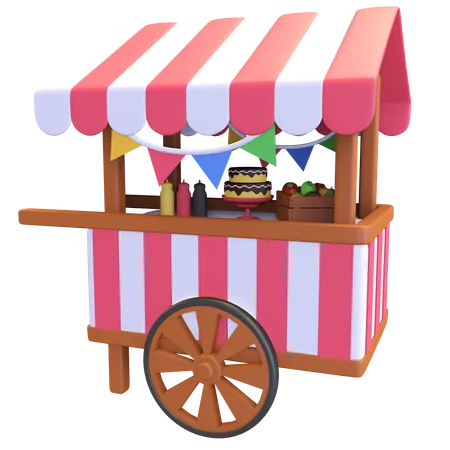 Icono de carrito de comida del festival  3D Illustration