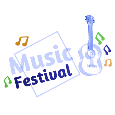 Festival de música com letreiro de neon  3D Icon