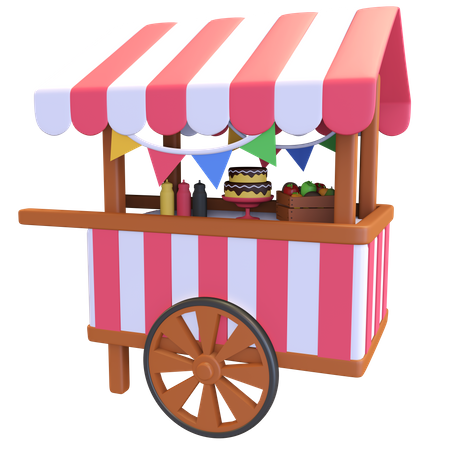 Festival food cart icon  3D Illustration