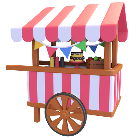 Festival food cart icon 3D Illustration