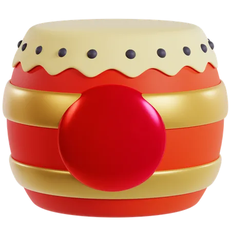 Festive Chinese New Year Drum  3D Icon