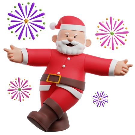 Festive Santa Claus With Fireworks  3D Illustration