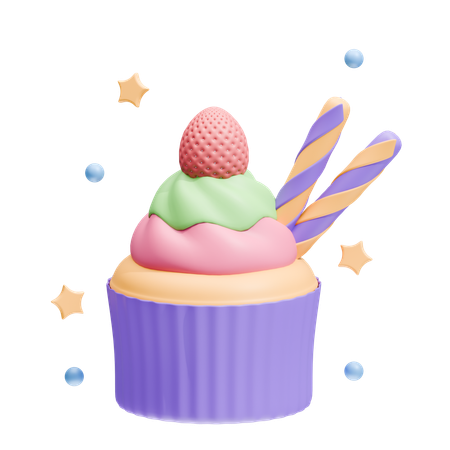 Festlicher Cupcake  3D Icon