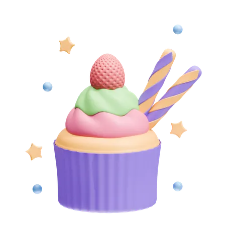 Festlicher Cupcake  3D Icon