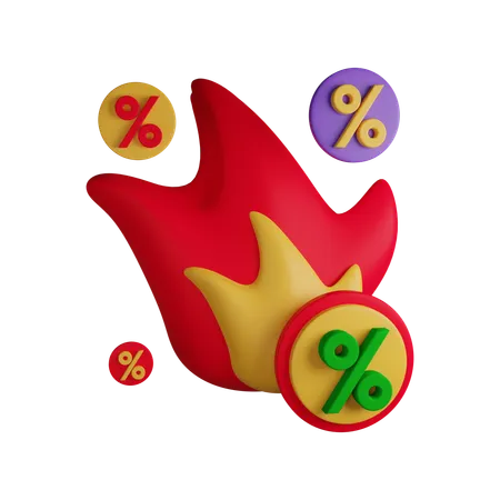 Feuer Rabatt  3D Icon