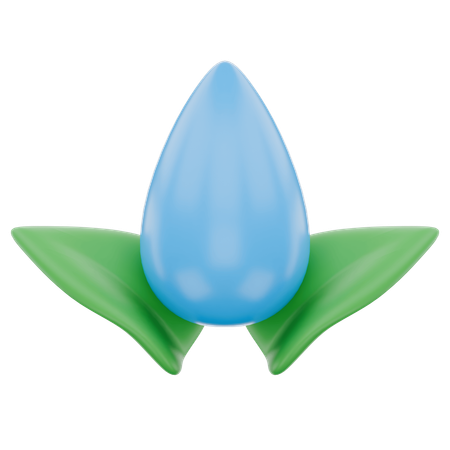 Feuille avec goutte d'eau  3D Icon