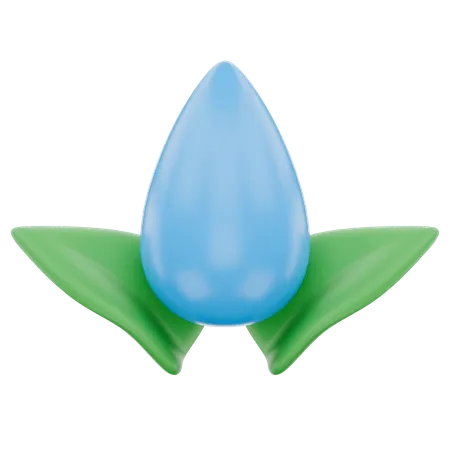 Feuille avec goutte d'eau  3D Icon