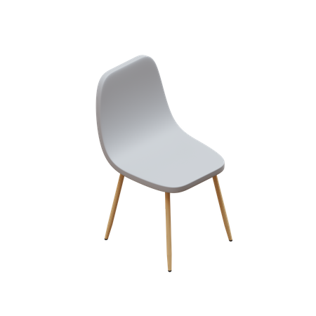 Fiber Dining Chair With Wooden Leg  3D Icon