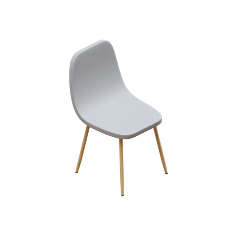 Fiber Dining Chair With Wooden Leg  3D Icon