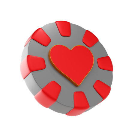 Ficha de corazón de casino  3D Icon