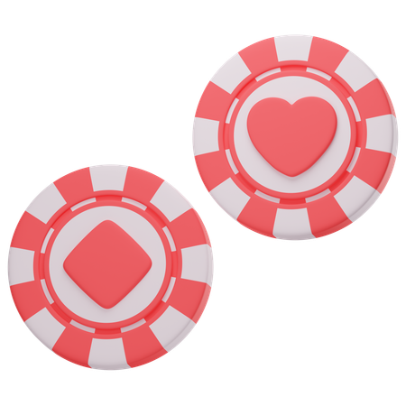 Fichas de casino diamante y corazon  3D Icon