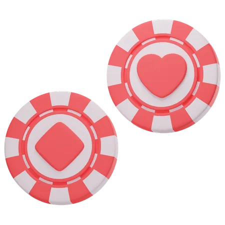 Fichas de casino diamante y corazon  3D Icon