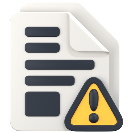 Fichier avec panneau d'avertissement d'escroquerie  3D Icon