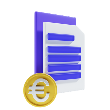 Dossier de paiement en euros  3D Icon