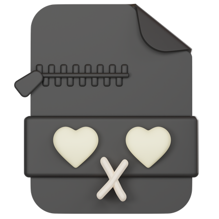 Fichier zip avec un visage en forme de coeur  3D Icon