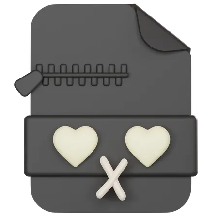 Fichier zip avec un visage en forme de coeur  3D Icon