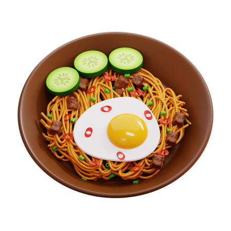 Fideos fritos con huevo y verduras  3D Icon