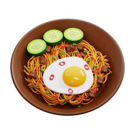 Fideos fritos con huevo y verduras  3D Icon