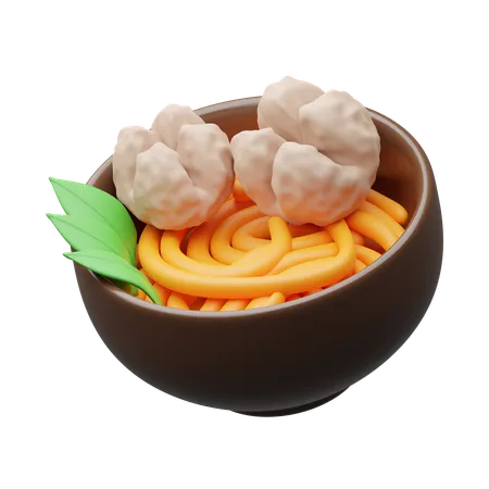 Fideos y albóndigas  3D Icon