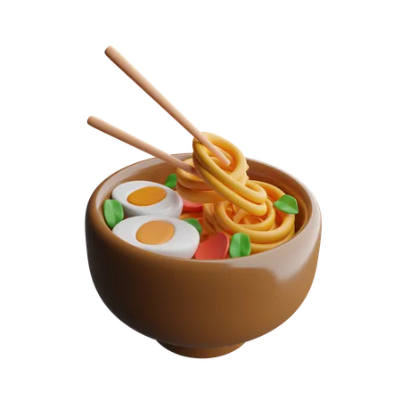 Fideos y huevos  3D Icon