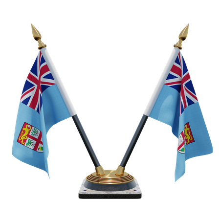 Support de drapeau de bureau double Fidji  3D Flag