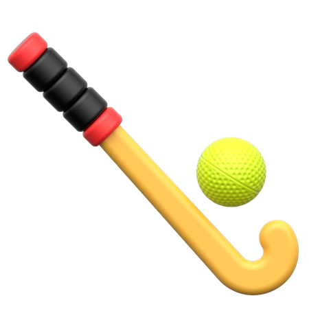 Field Hockey Stick And Ball  3D Icon