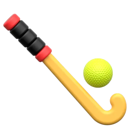 Field Hockey Stick And Ball  3D Icon