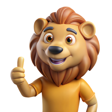 Lion fier, pouce levé  3D Icon