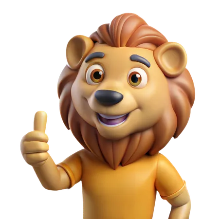 Lion fier, pouce levé  3D Icon