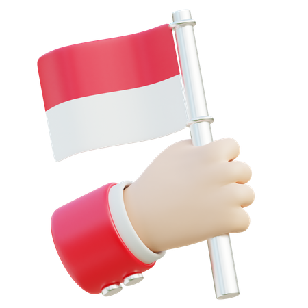 Main fière soulevant le drapeau indonésien  3D Icon