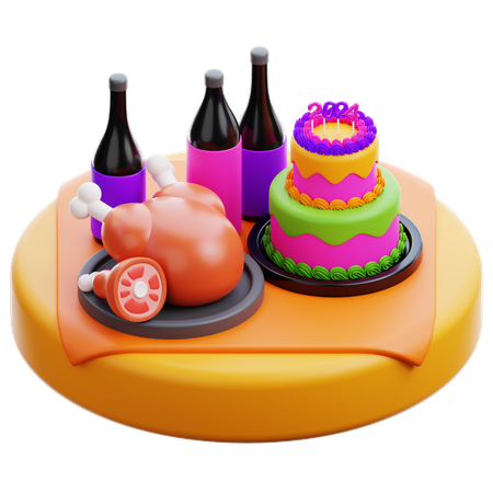 Fiesta de comidas y bebidas  3D Icon