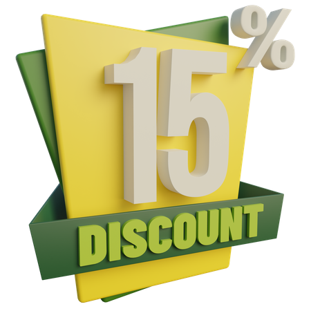 Fifteen Percent Discount  3D Icon