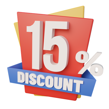 Fifteen Percent Discount  3D Icon