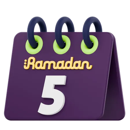 Fifth Day Of Ramadan Calendar Ramadan Celebration  3D Icon