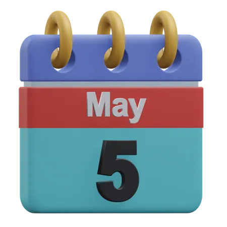 Fifth May Calendar 3 D Icon Illustration With Transparent Background 3D Icon