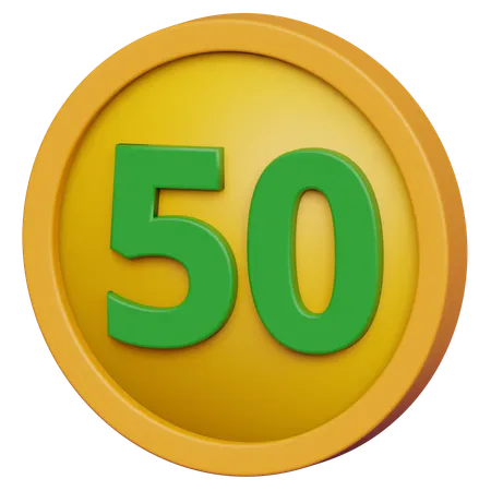 Fifty Coin 3D Illustration