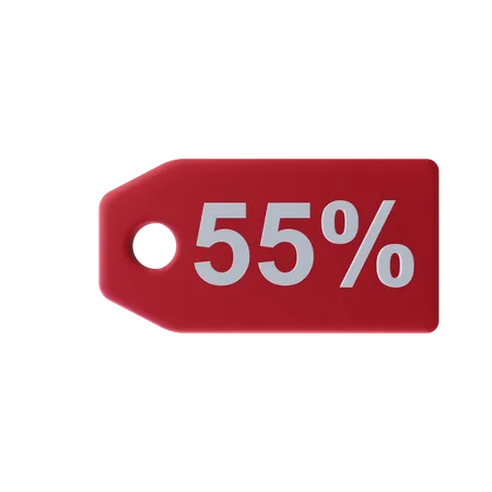 Fifty Five Percent Icon Discount With Transparent Background 3D Icon