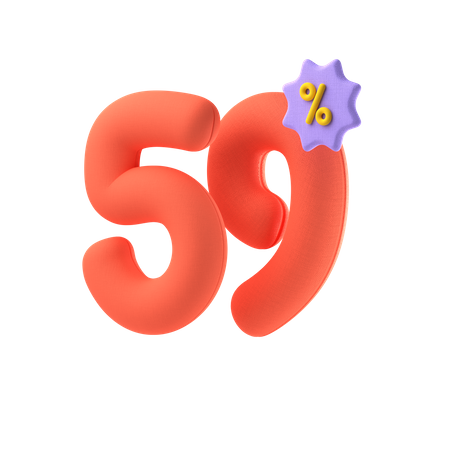 Fifty Nine Percent Discount 3D Icon