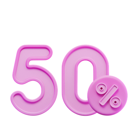 Fifty Percent  3D Icon