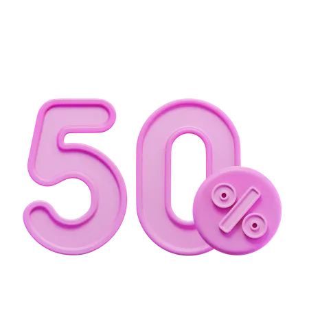 Fifty Percent  3D Icon