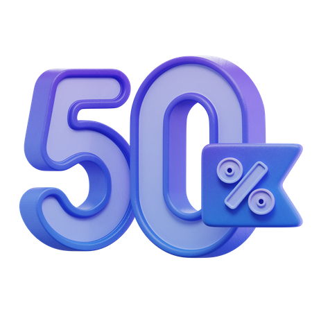 Fifty Percent  3D Icon