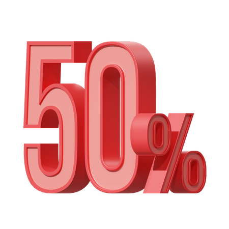 Fifty Percent  3D Icon