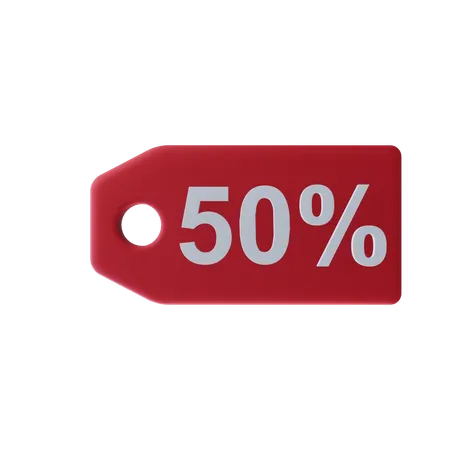 Fifty Percent Icon Discount With Transparent Background 3D Icon