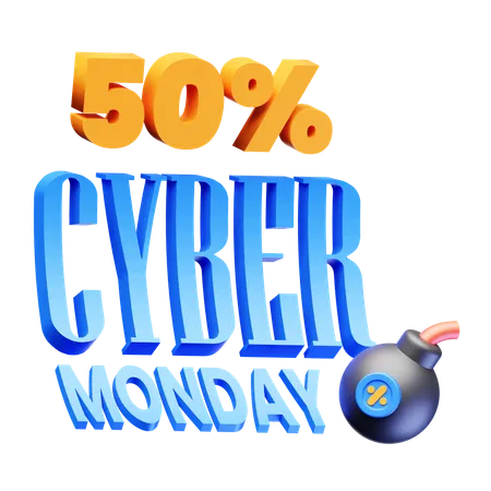 Fifty Percent Discount  3D Icon