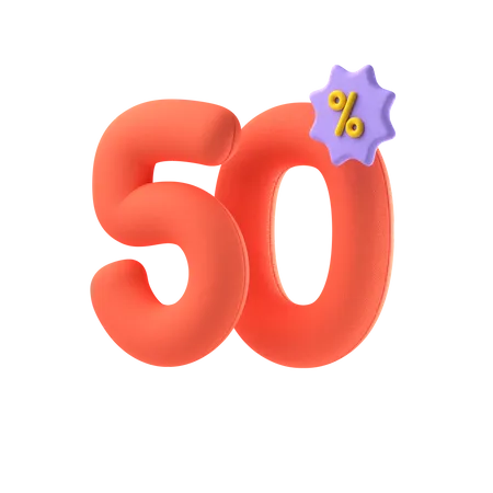 Fifty Percent Discount  3D Icon