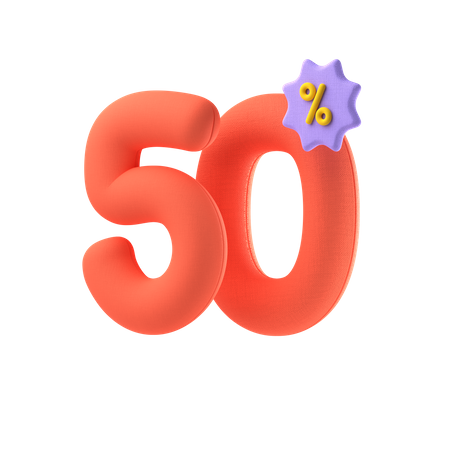 Fifty Percent Discount 3D Icon