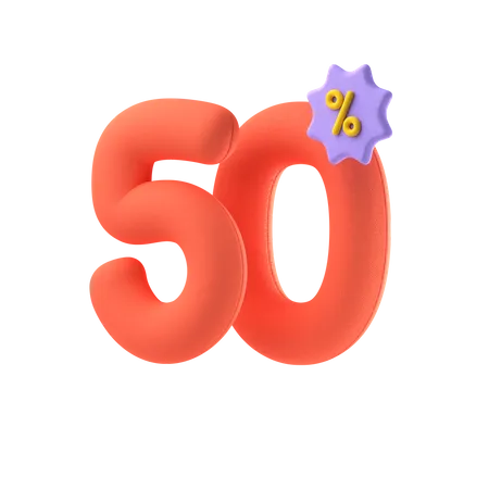 Fifty Percent Discount 3D Icon