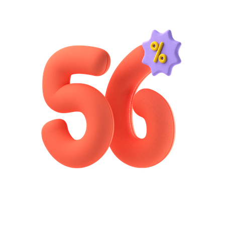 Fifty Six Percent Discount 3D Icon